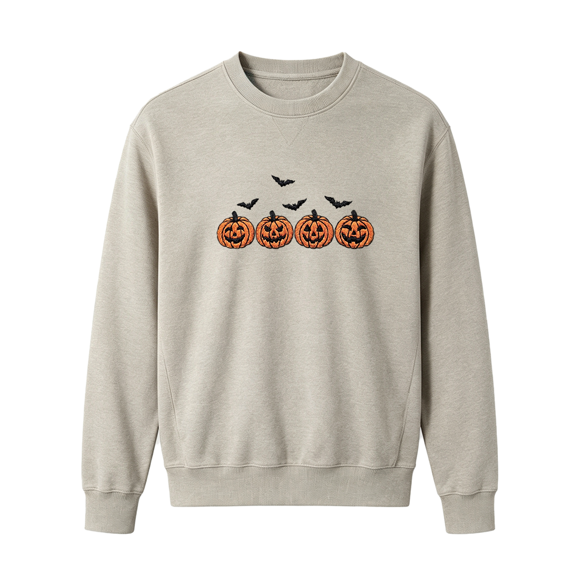 Pumpkins and bats embroidered spooky season Halloween Sweatshirt