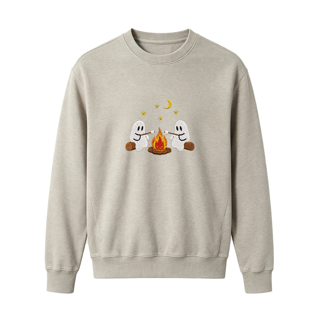 Camping Ghosts Embroidered Halloween Sweatshirt