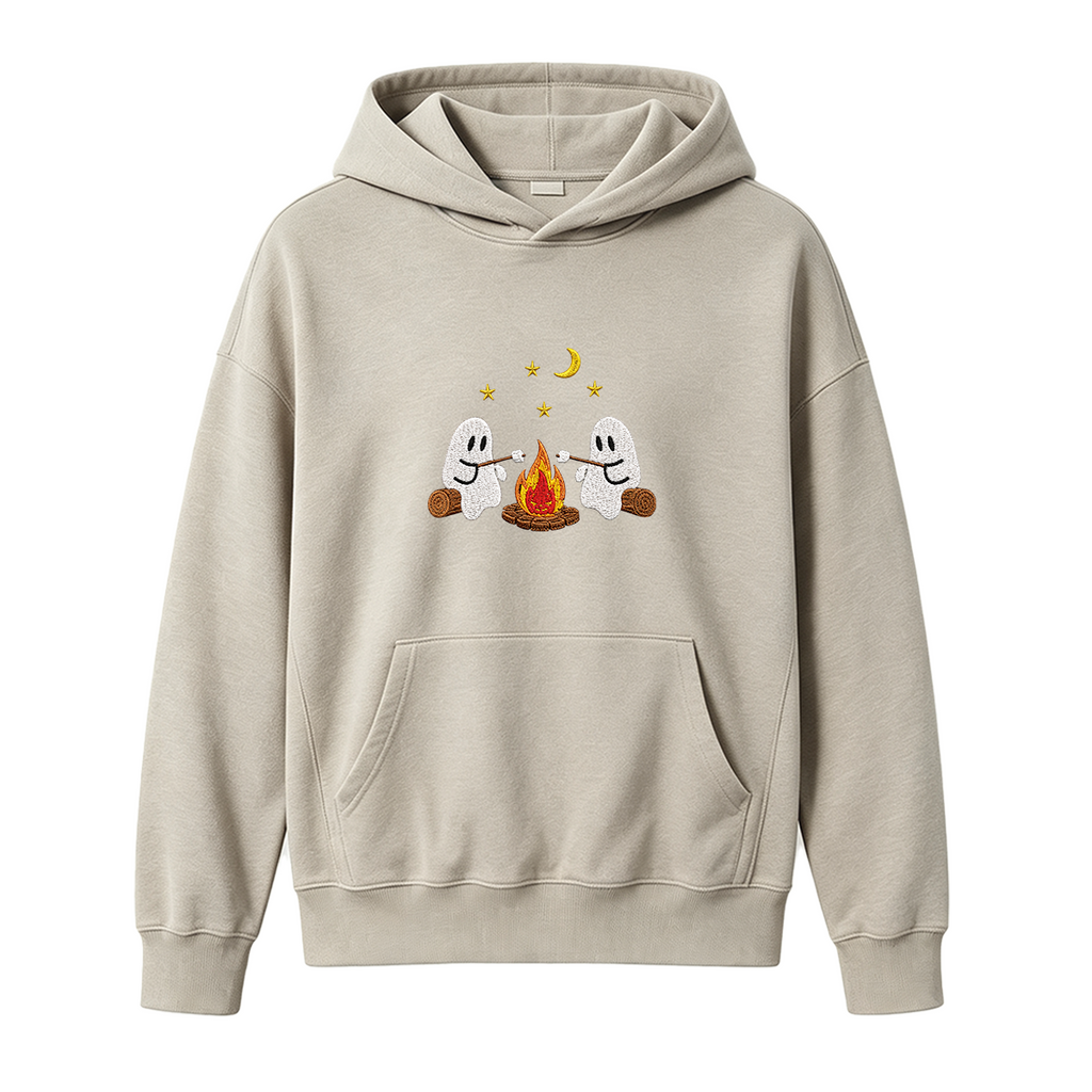 Camping Ghosts Embroidered Halloween Hoodie