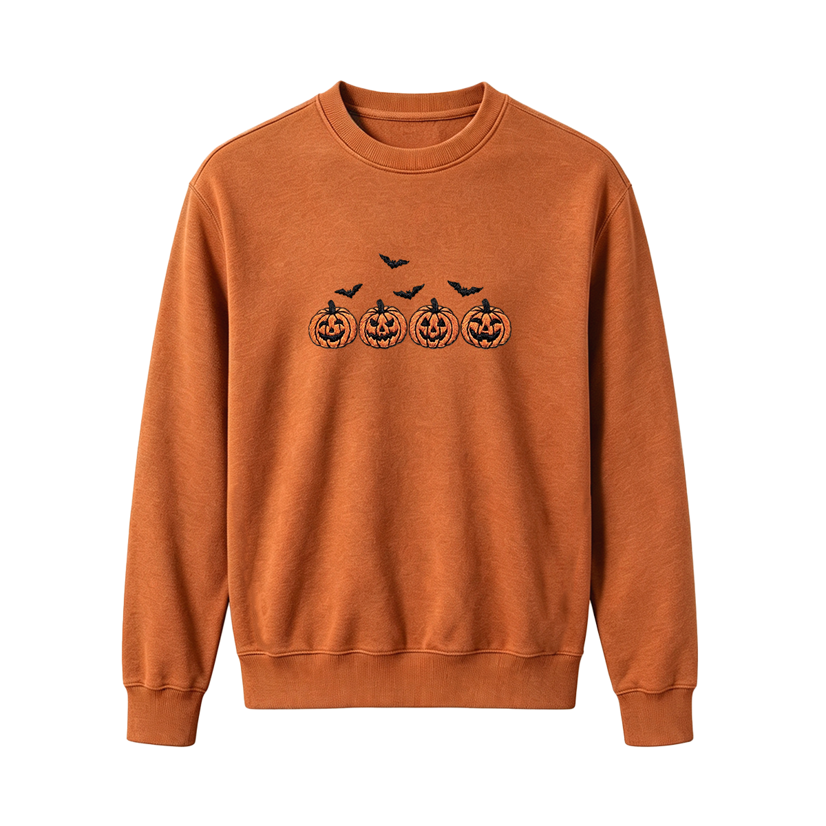 Pumpkins and bats embroidered spooky season Halloween Sweatshirt
