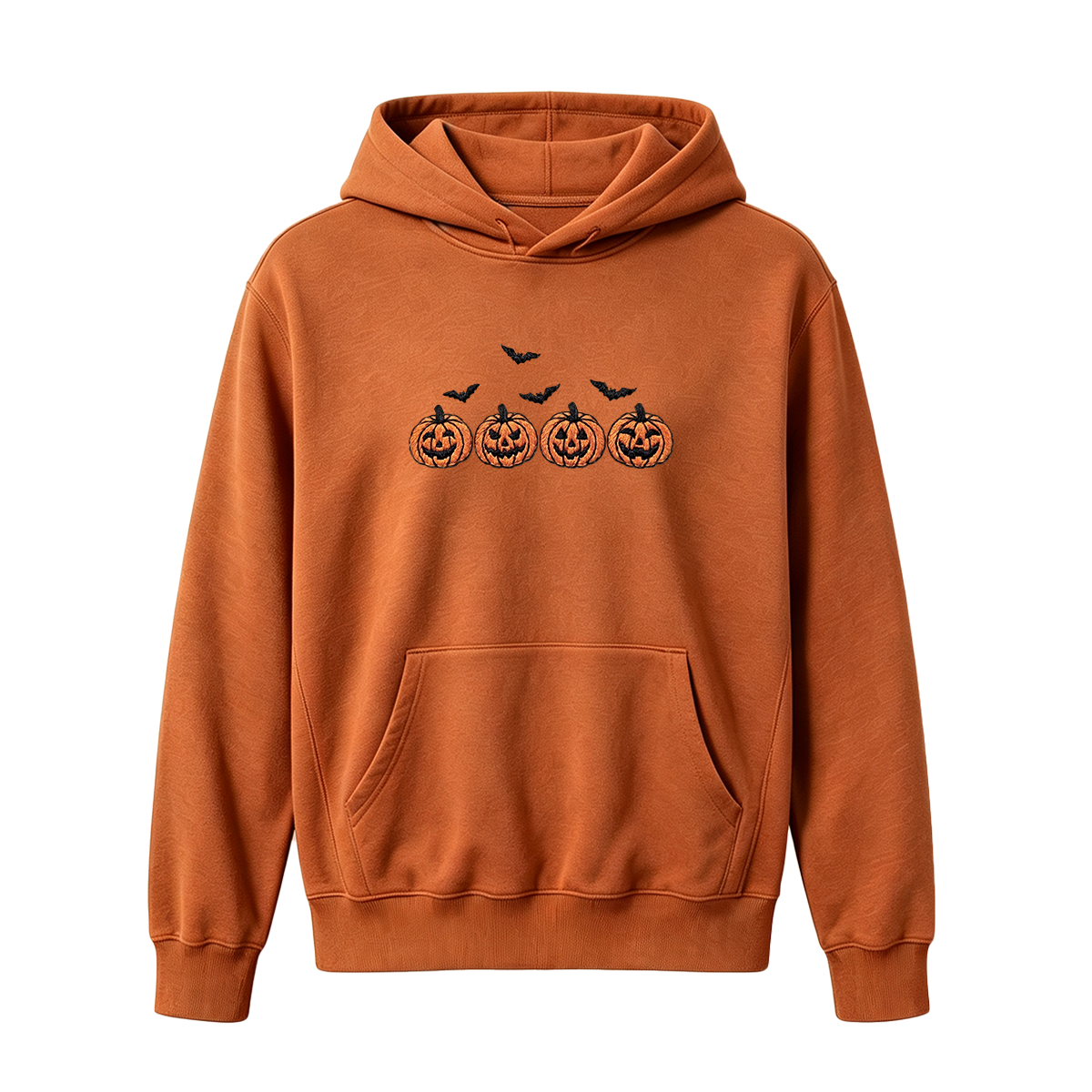Pumpkins and bats embroidered spooky season Halloween Hoodie
