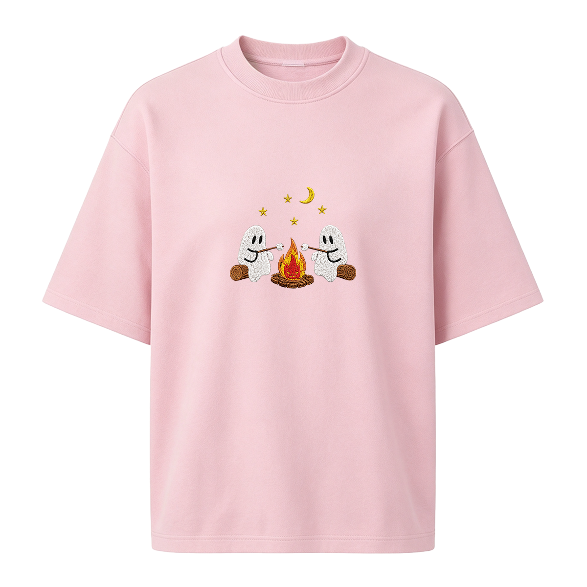 Camping Ghosts Embroidered Halloween T-shirt