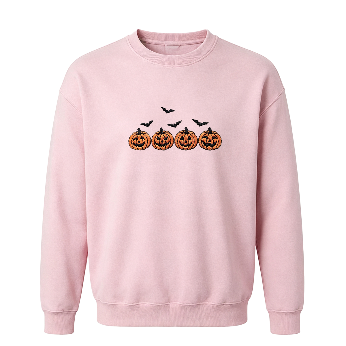 Pumpkins and bats embroidered spooky season Halloween Sweatshirt