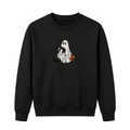 Ghost With Cats Embroidered Halloween Sweatshirt