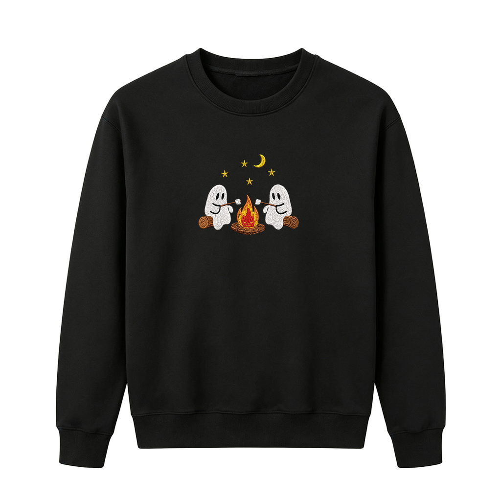Camping Ghosts Embroidered Halloween Sweatshirt