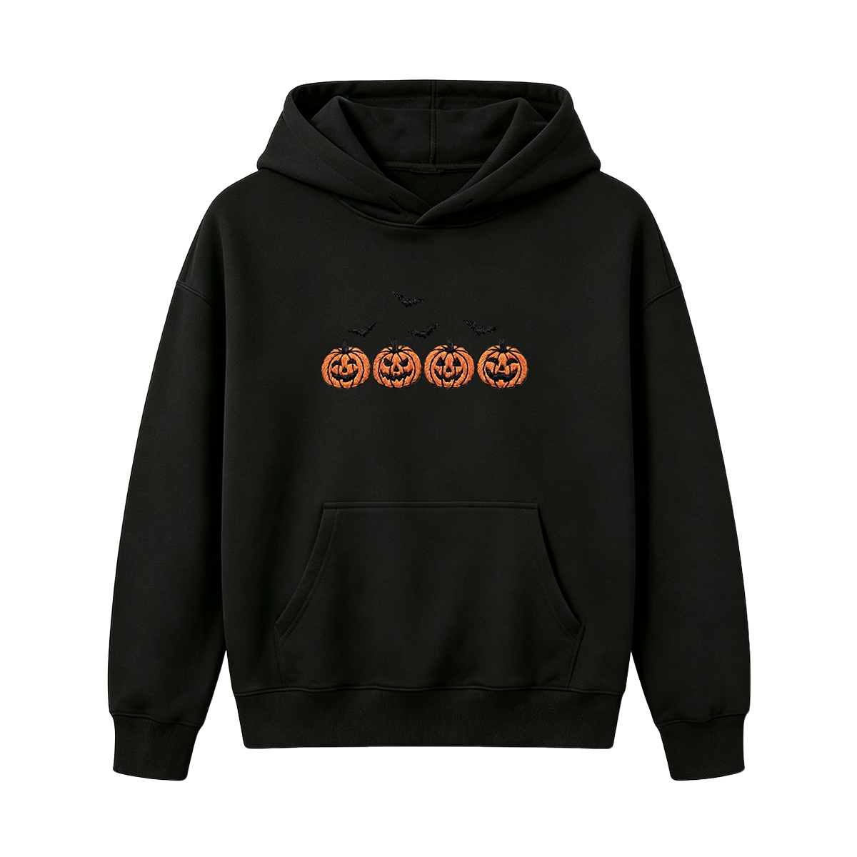 Pumpkins and bats embroidered spooky season Halloween Hoodie
