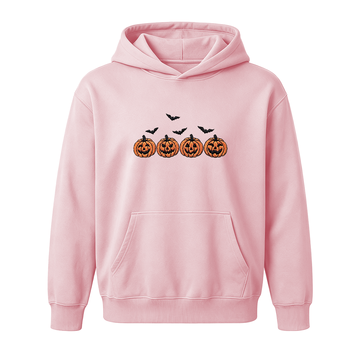 Pumpkins and bats embroidered spooky season Halloween Hoodie