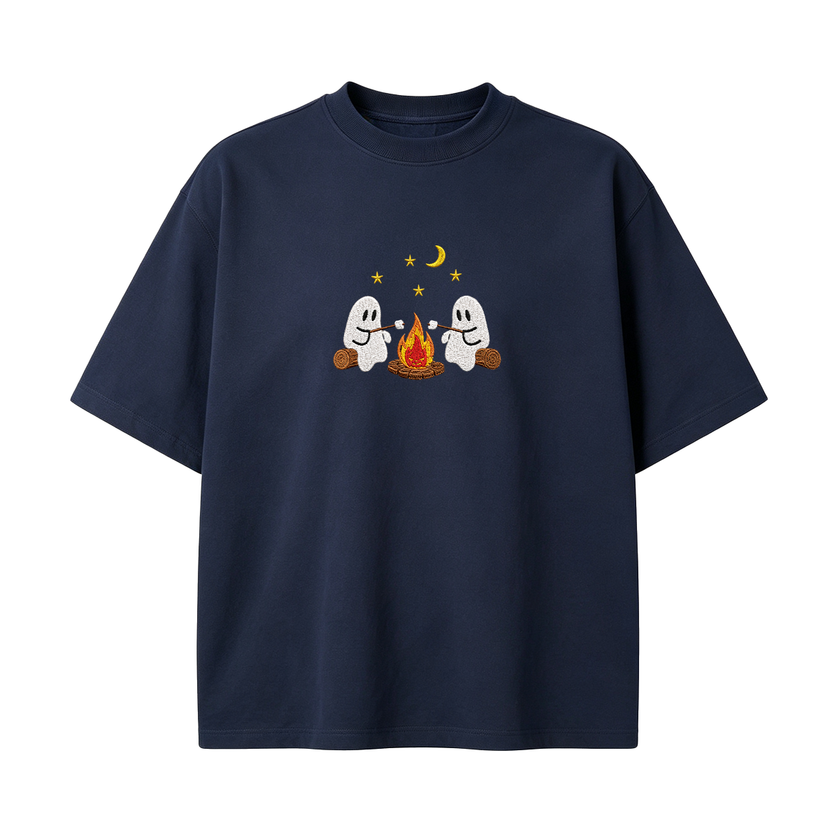 Camping Ghosts Embroidered Halloween T-shirt