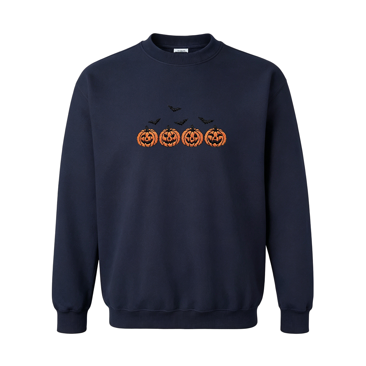 Pumpkins and bats embroidered spooky season Halloween Sweatshirt