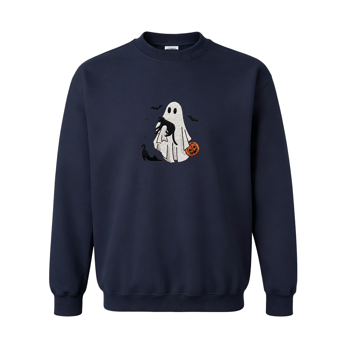 Ghost With Cats Embroidered Halloween Sweatshirt