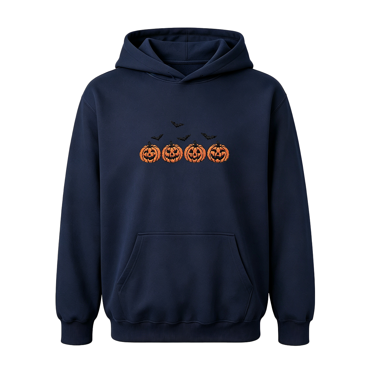 Pumpkins and bats embroidered spooky season Halloween Hoodie