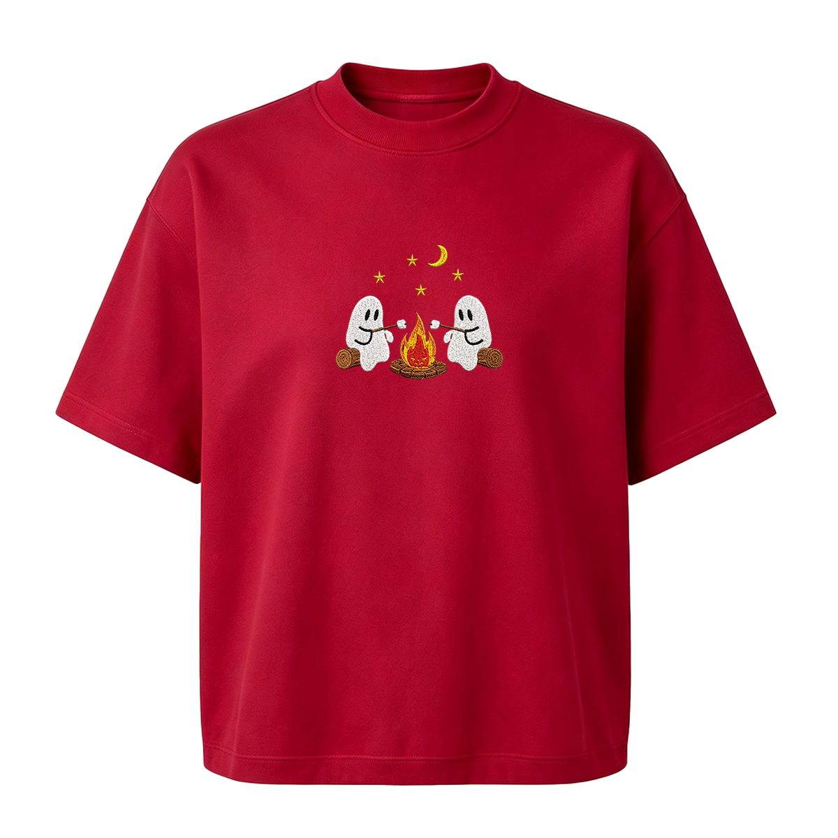 Camping Ghosts Embroidered Halloween T-shirt