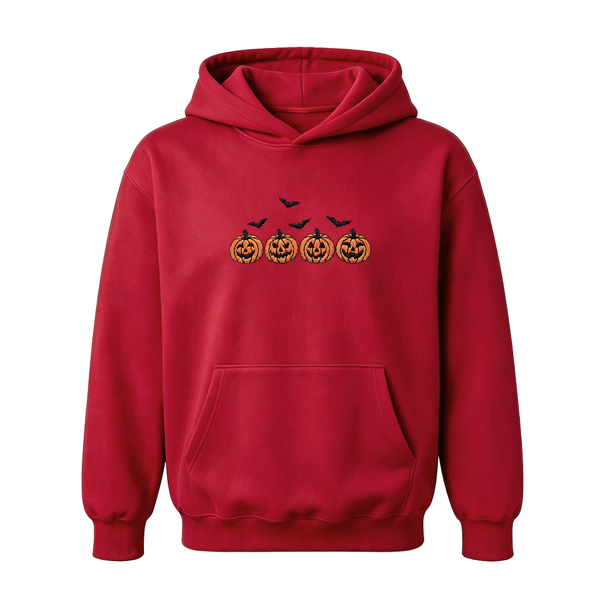 Pumpkins and bats embroidered spooky season Halloween Hoodie