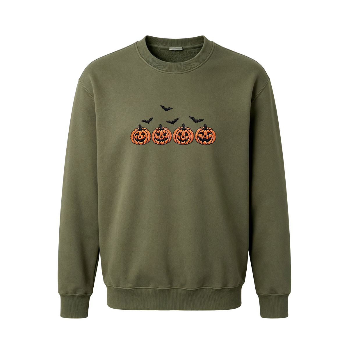 Pumpkins and bats embroidered spooky season Halloween Sweatshirt
