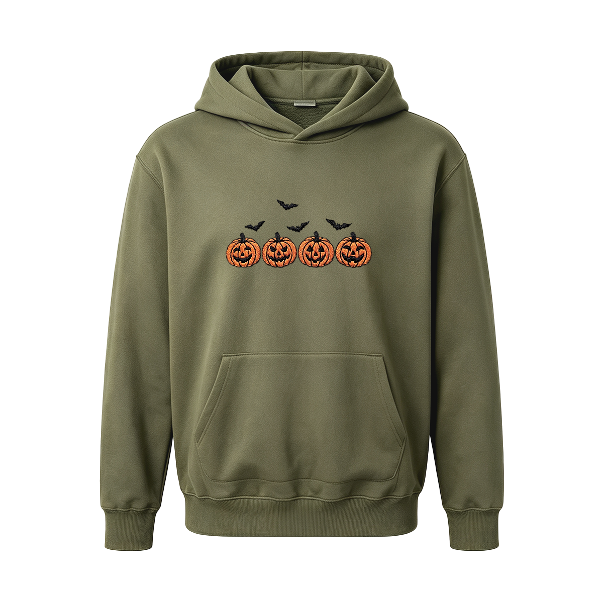 Pumpkins and bats embroidered spooky season Halloween Hoodie