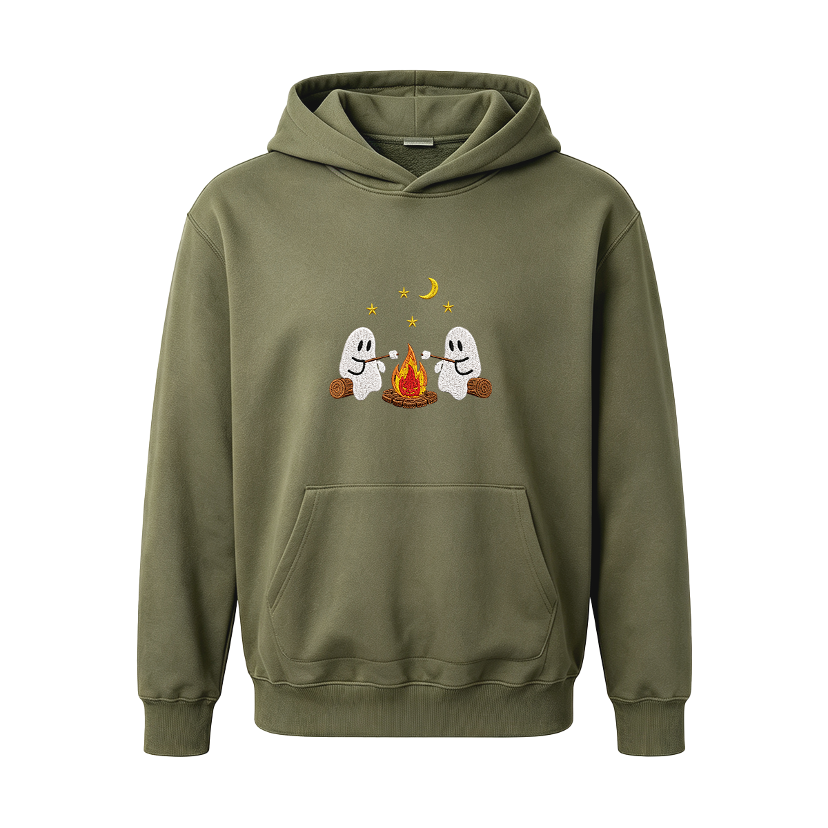 Camping Ghosts Embroidered Halloween Hoodie