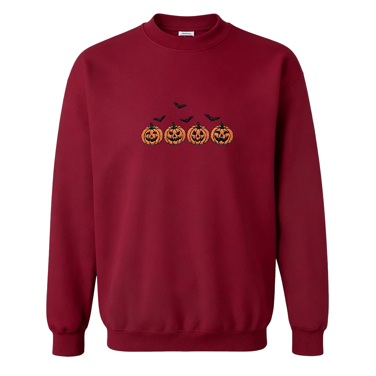 Pumpkins and bats embroidered spooky season Halloween Sweatshirt