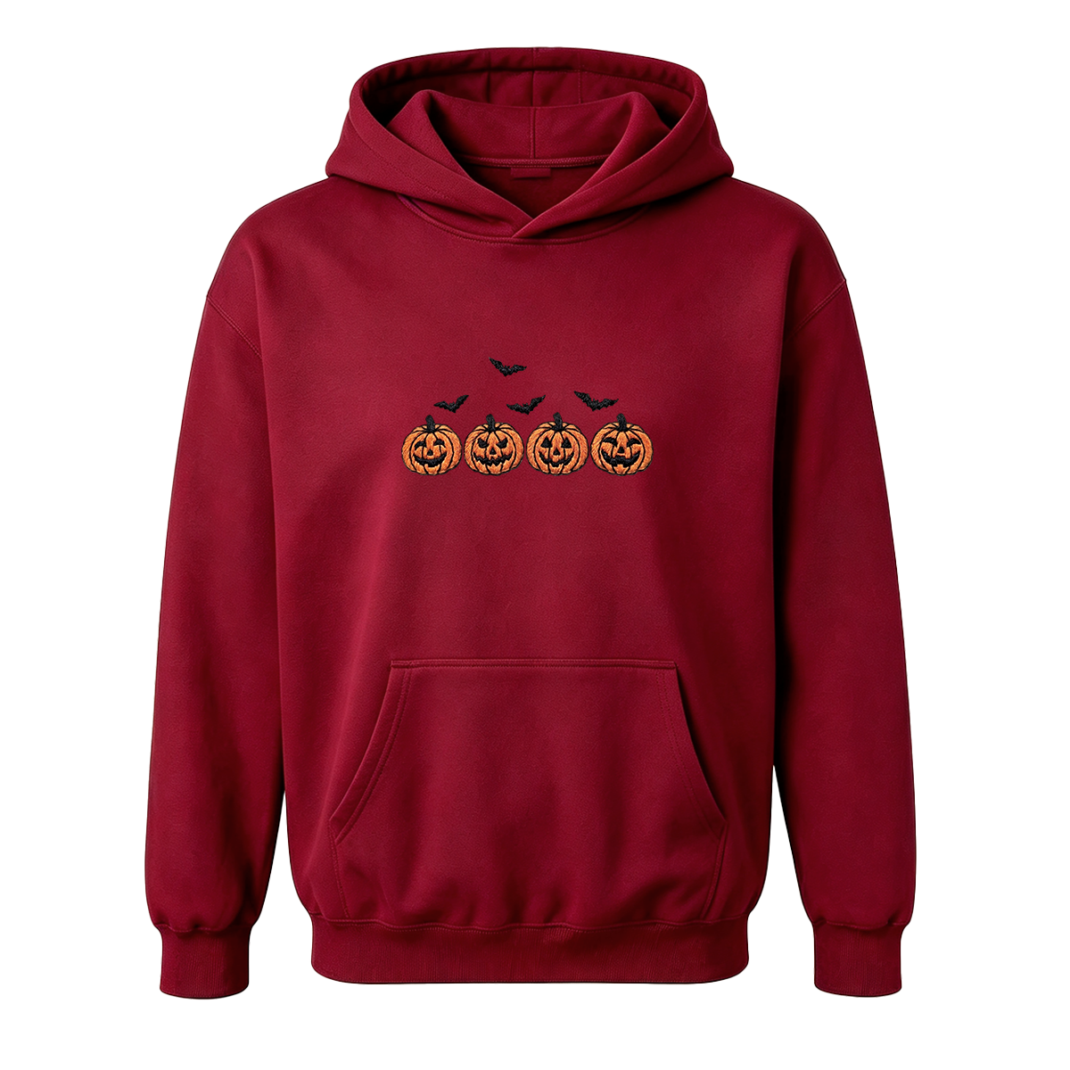 Pumpkins and bats embroidered spooky season Halloween Hoodie
