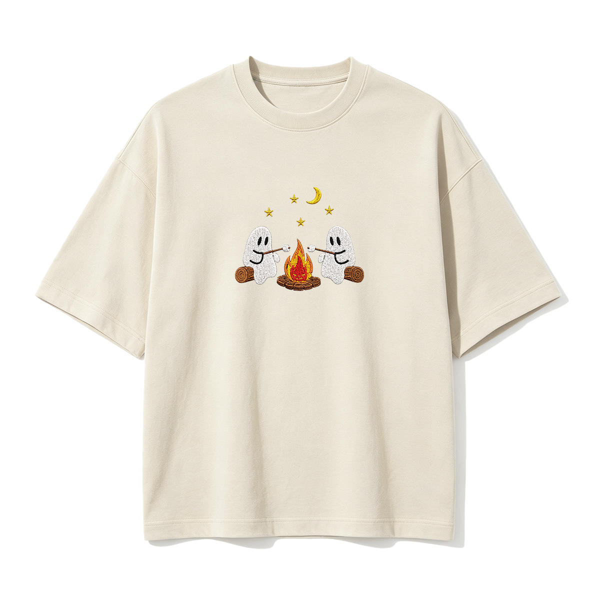 Camping Ghosts Embroidered Halloween T-shirt