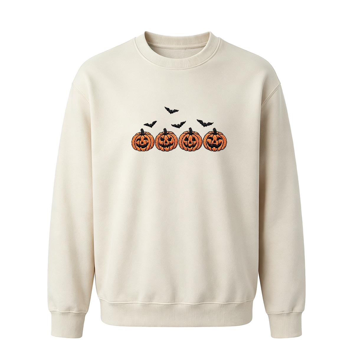 Pumpkins and bats embroidered spooky season Halloween Sweatshirt