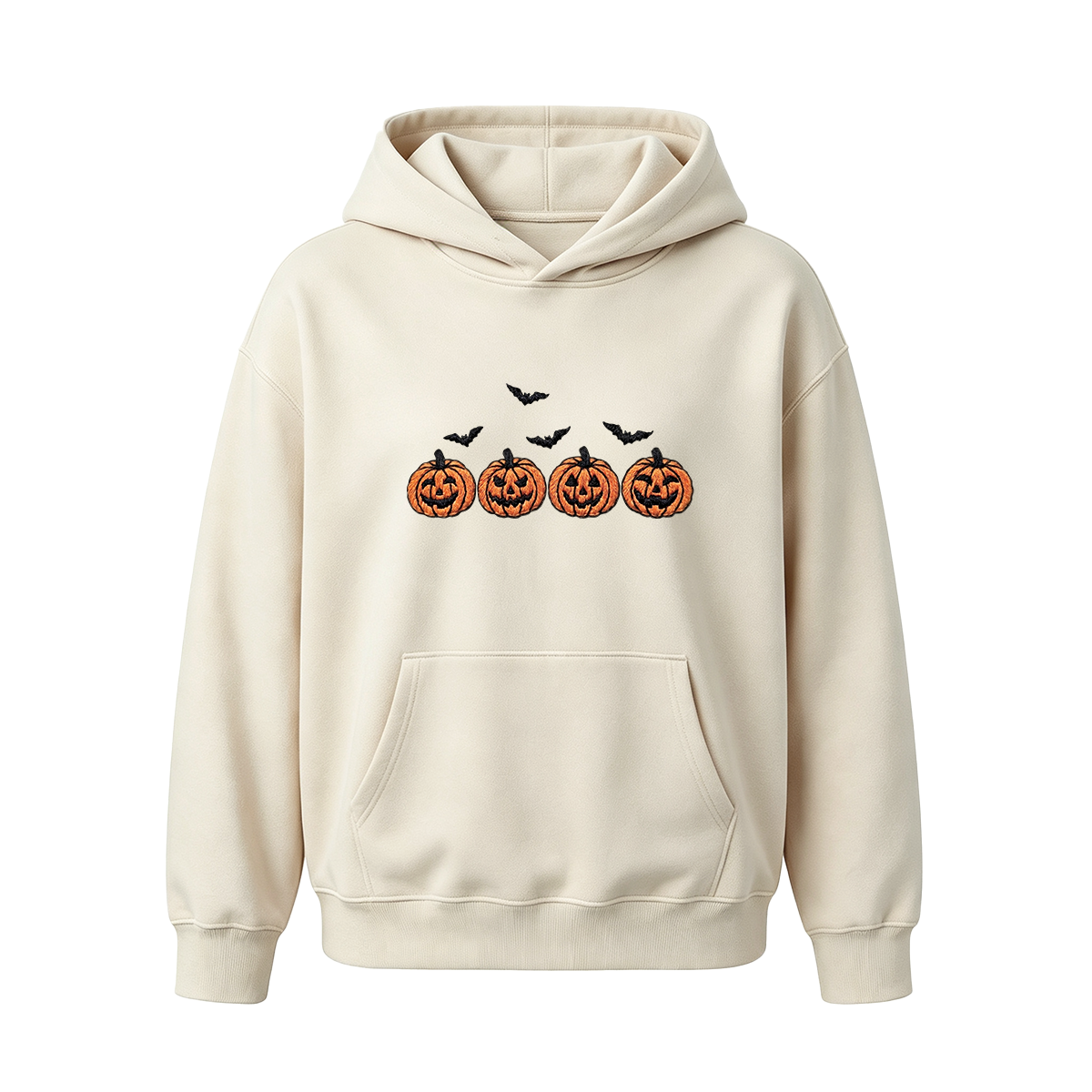 Pumpkins and bats embroidered spooky season Halloween Hoodie
