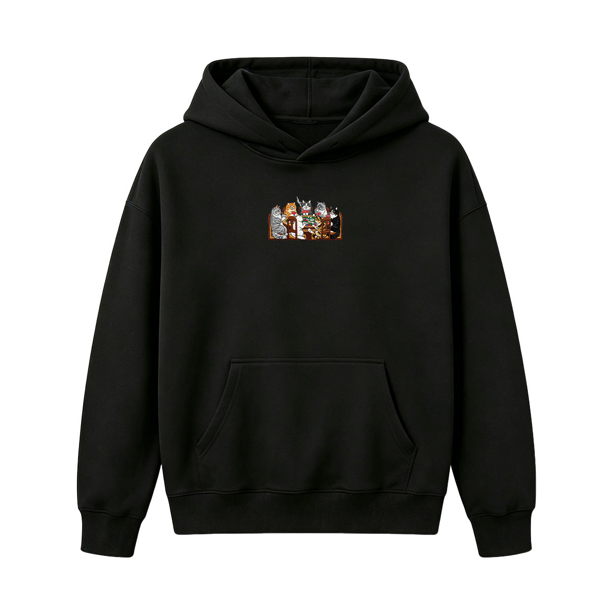 Embroidered Cats Playing Poker Hoodie