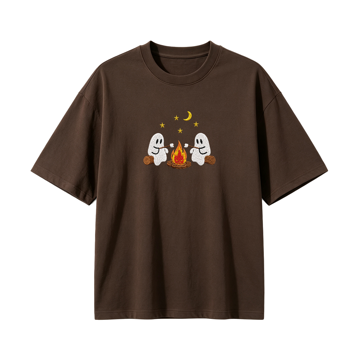 Camping Ghosts Embroidered Halloween T-shirt