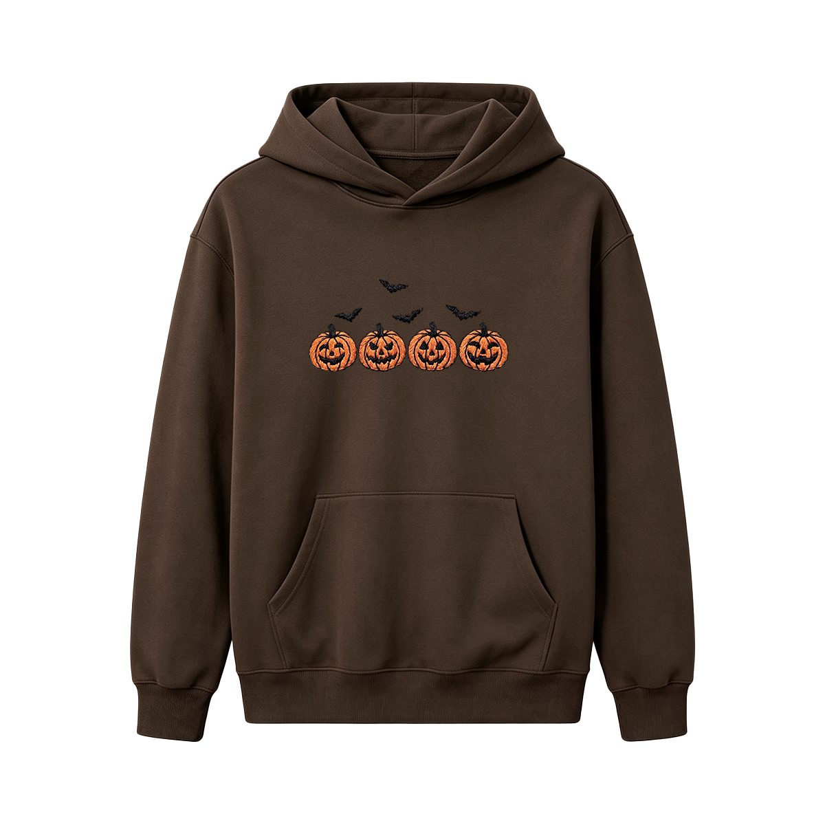 Pumpkins and bats embroidered spooky season Halloween Hoodie