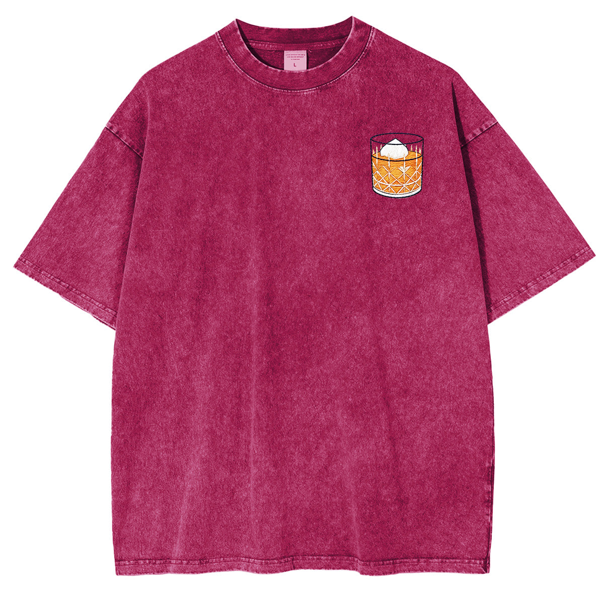 Embroidered Whiskey on the Rocks Washed T-shirt
