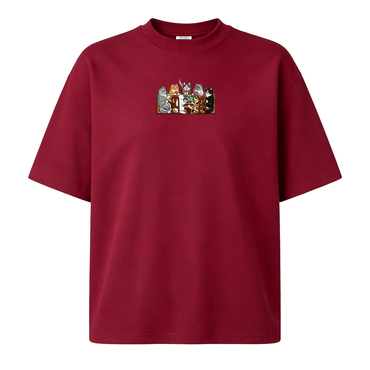 Embroidered Cats Playing Poker T-shirt