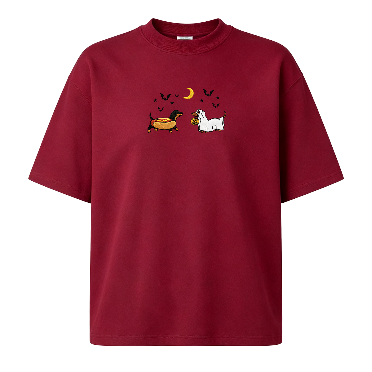 Embroidered Halloween Black and Brown & Brown Dachshunds Spooky Season  T-shirt