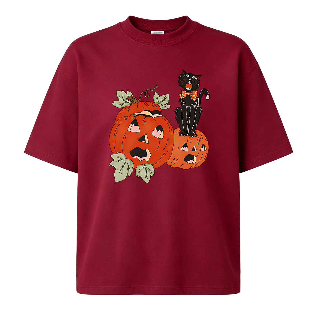 Halloween Screaming Black Cat And Pumpkins T-shirt