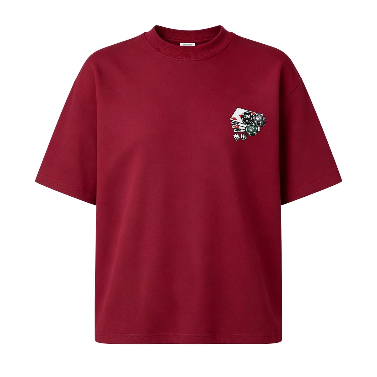 Embroidered Chips and Playing Cards T-shirt
