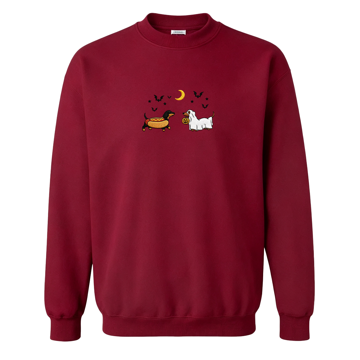 Embroidered Halloween Black and Brown & Brown Dachshunds Spooky Season Sweatshirt