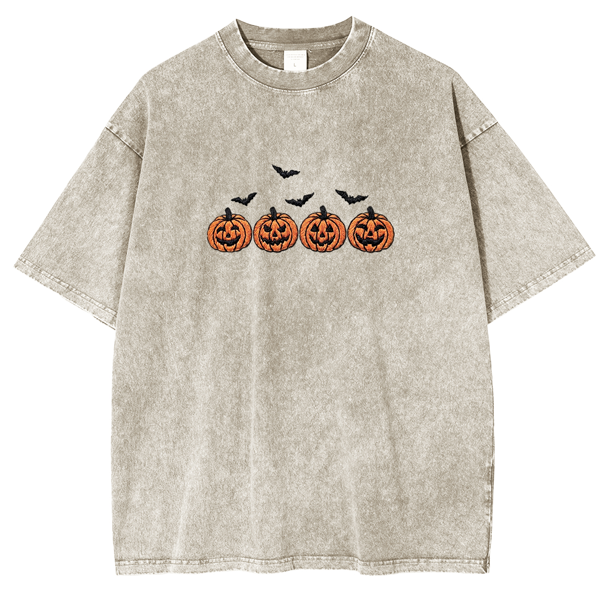 Pumpkins and bats embroidered spooky season Halloween Weashed Shrit