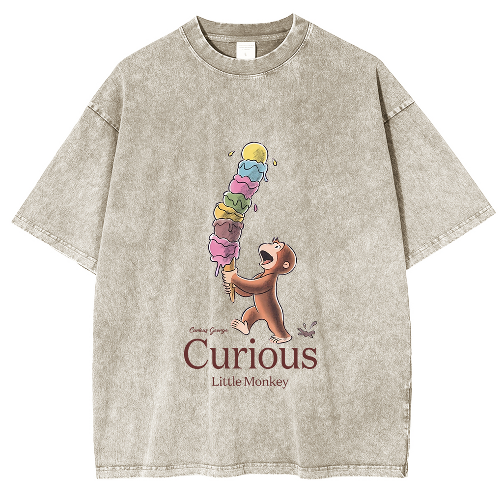 Curious George Has An Ice Cream Treat Oversized T-shirt