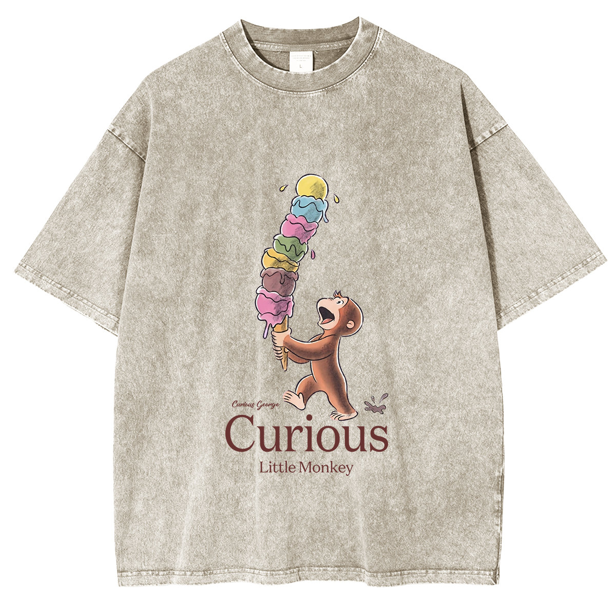 Curious George Has An Ice Cream Treat Oversized T-shirt