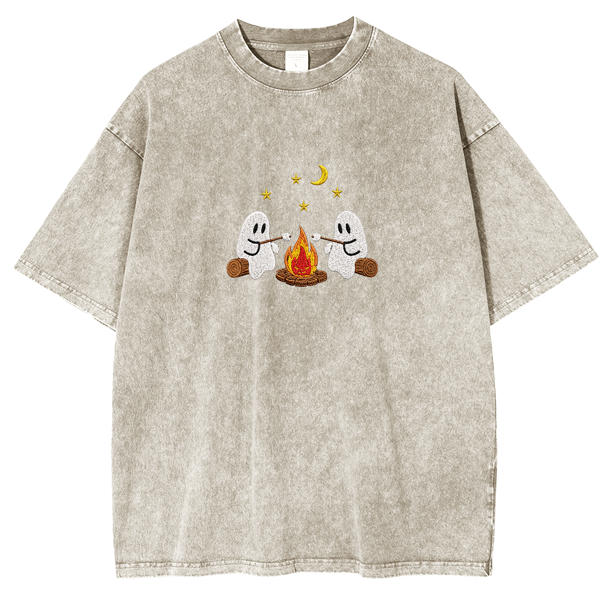 Camping Ghosts Embroidered Halloween Weashed Shrit
