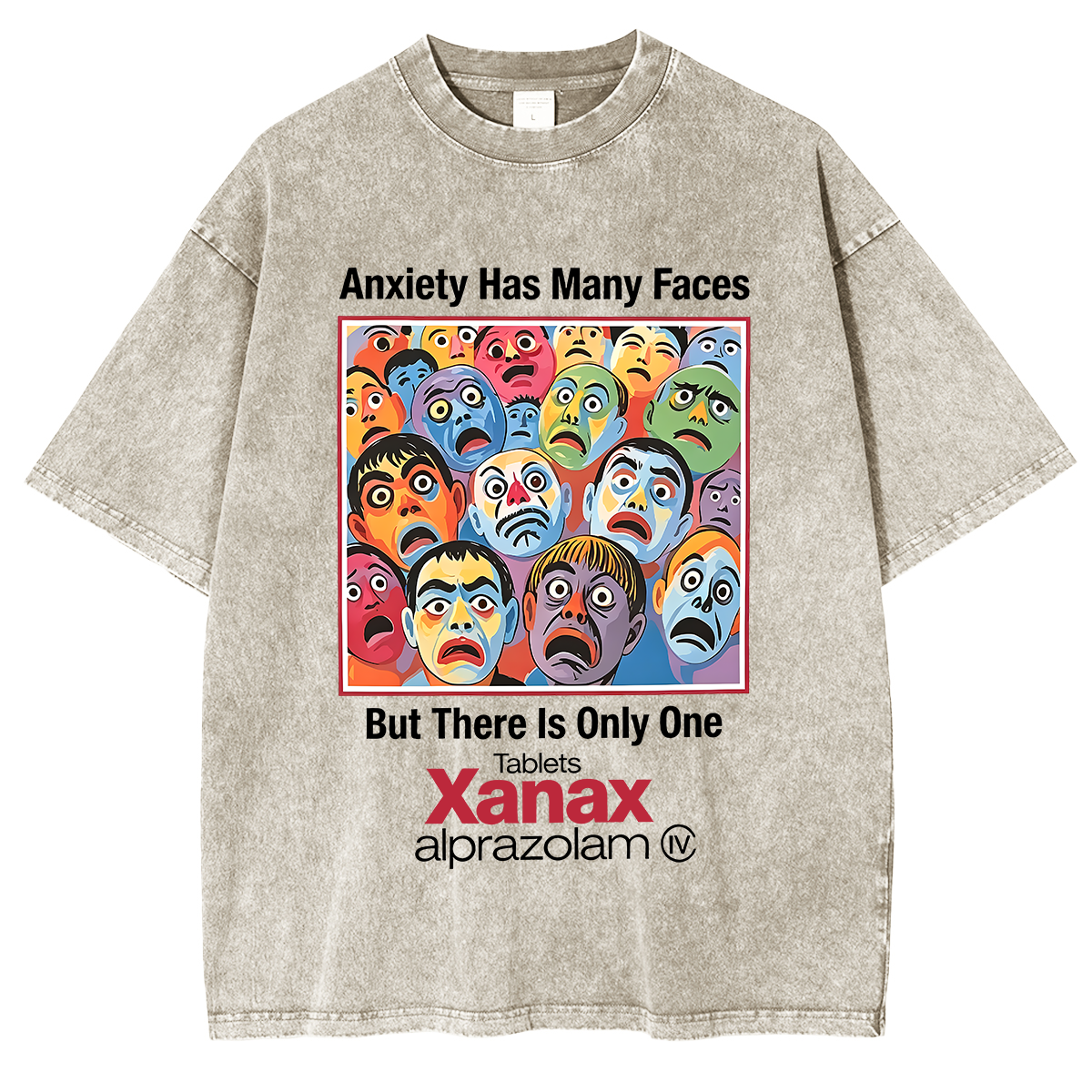 Anxiety Has Many Faces Washed T-shirt