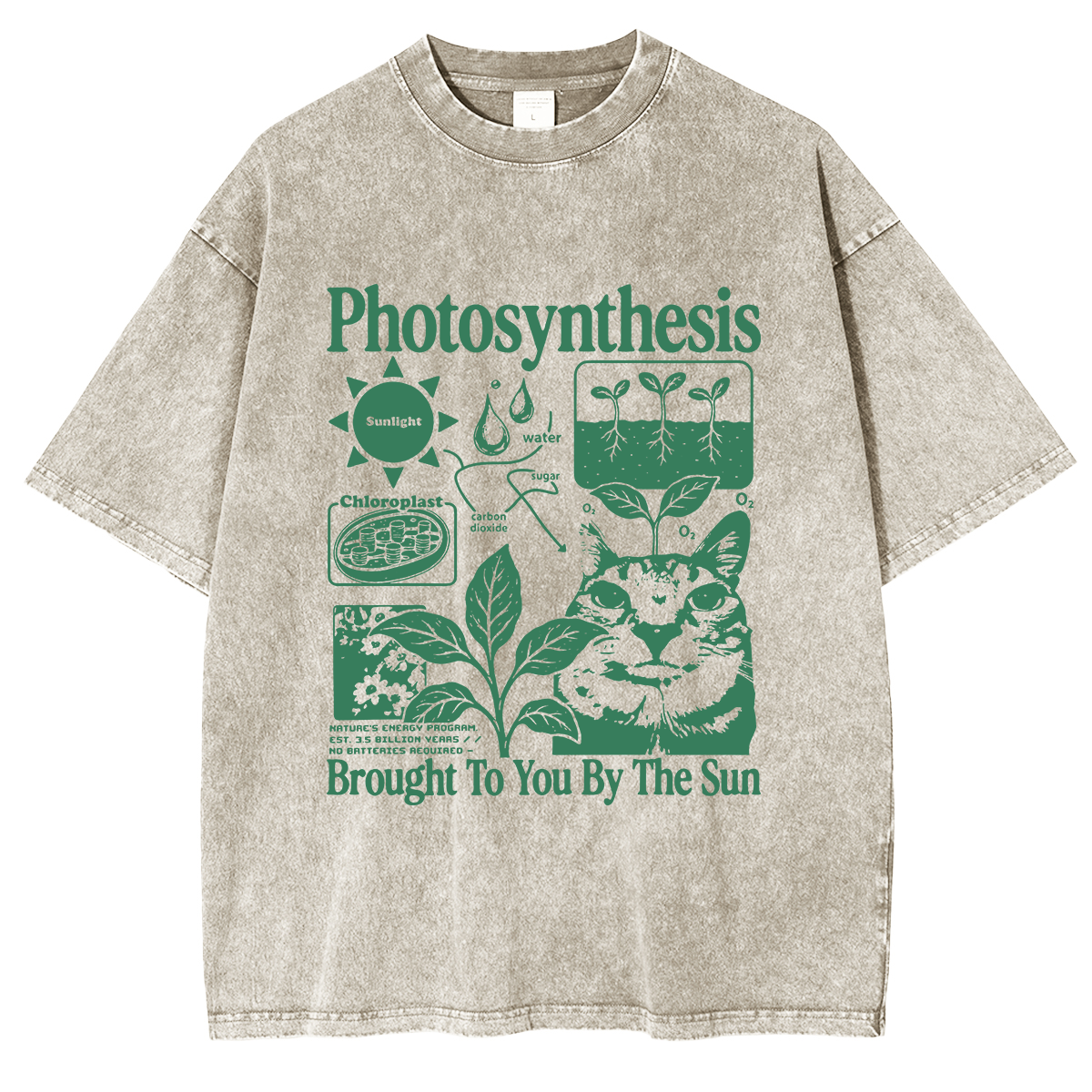 Photosynthesis Cat Washed T-shirts