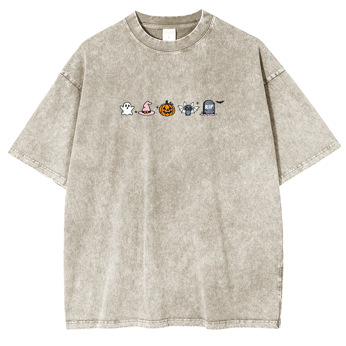 Embroidered Halloween  Weashed Shrit