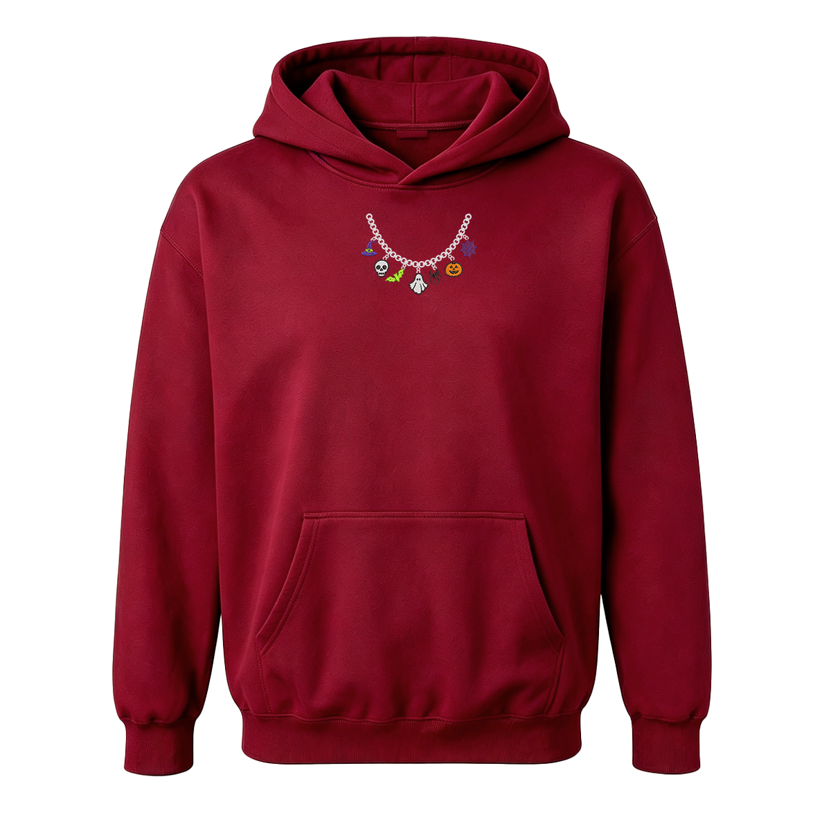 Spooky Season Necklace Charms Embroidered Halloween  Hoodie