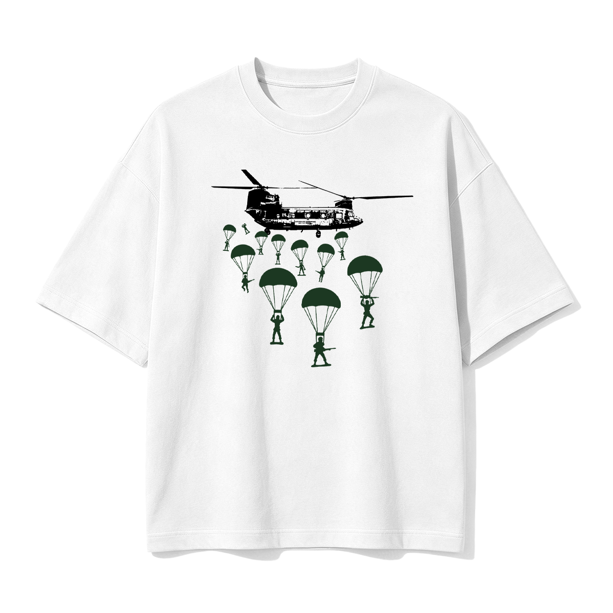 Paratroopers With Chinook Helicopter Oversized T-shirt