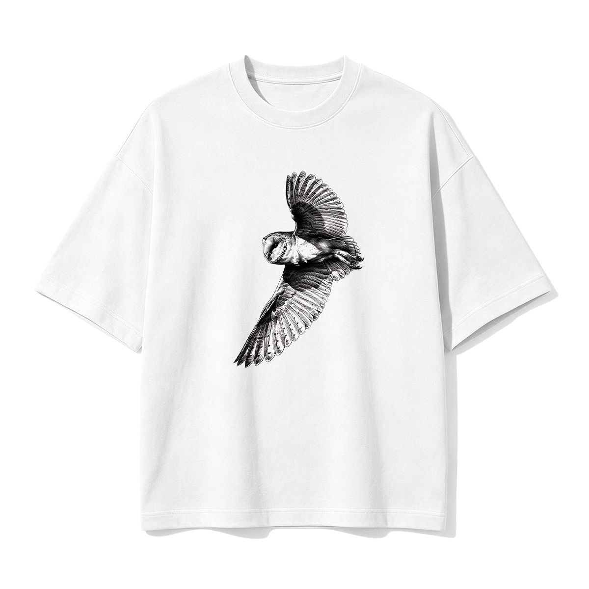 Barn Owl Pencil Sketch Oversized T-shirt
