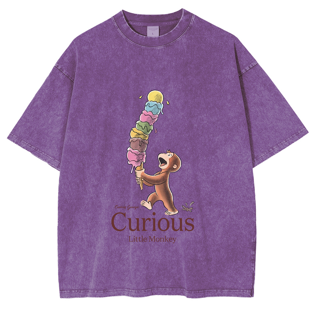 Curious George Has An Ice Cream Treat Oversized T-shirt