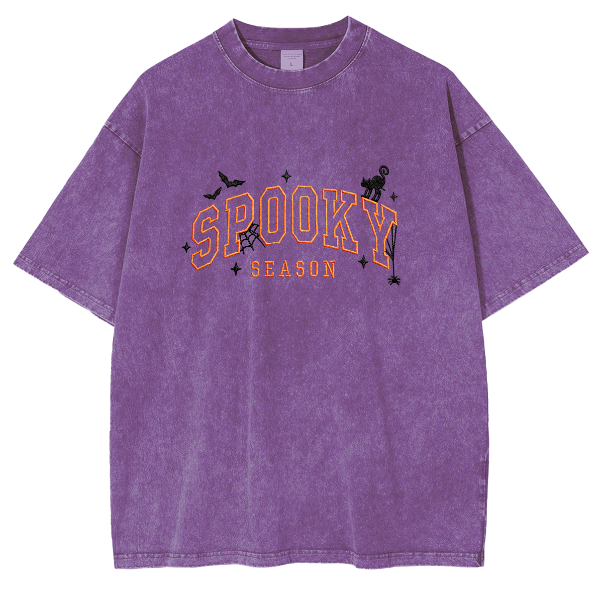 Spooky season embroidered Halloween Weashed Shrit