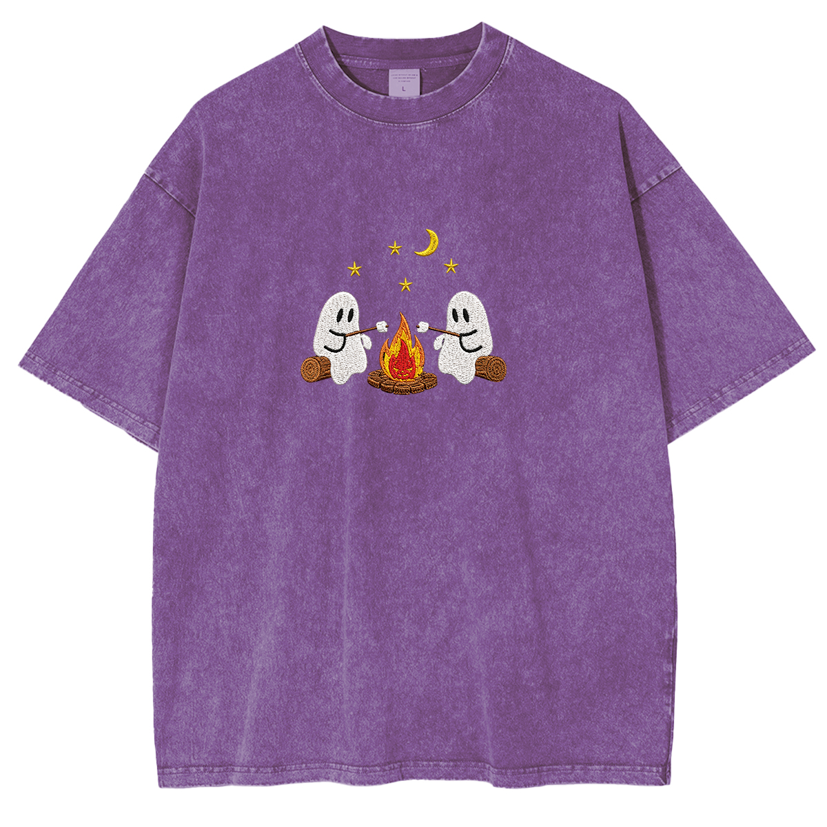 Camping Ghosts Embroidered Halloween Weashed Shrit