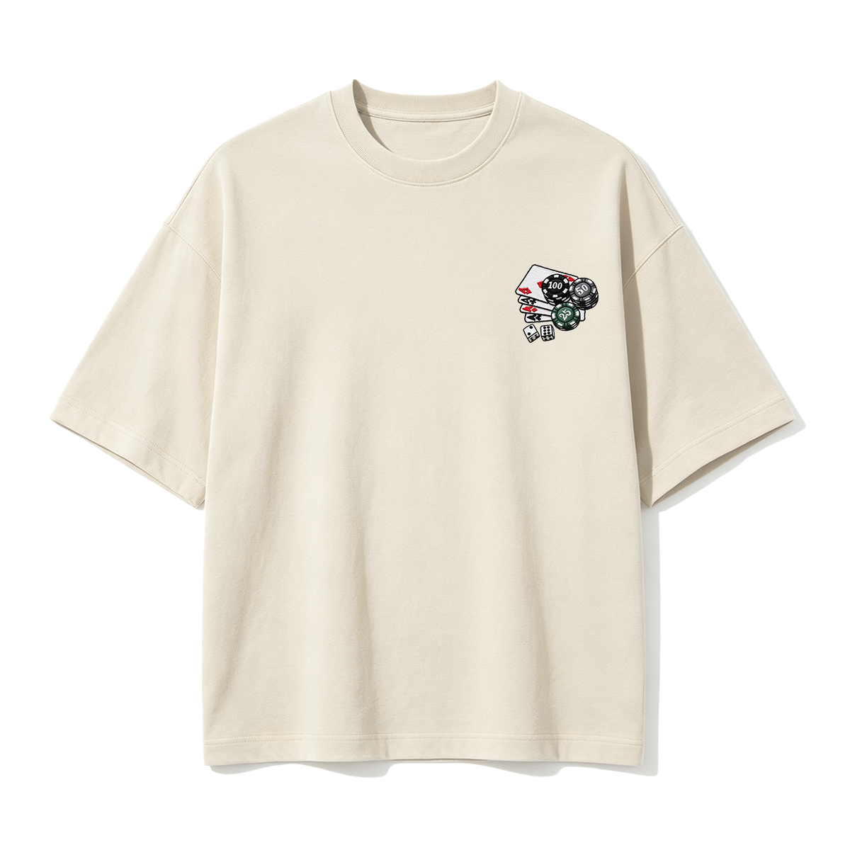 Embroidered Chips and Playing Cards T-shirt