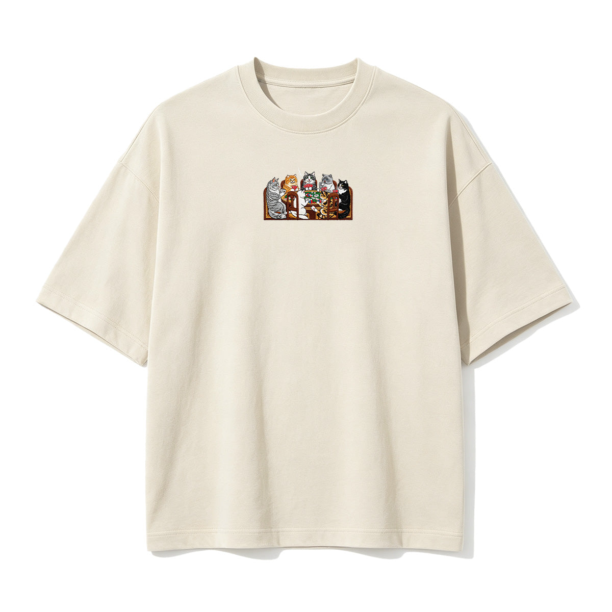 Embroidered Cats Playing Poker T-shirt