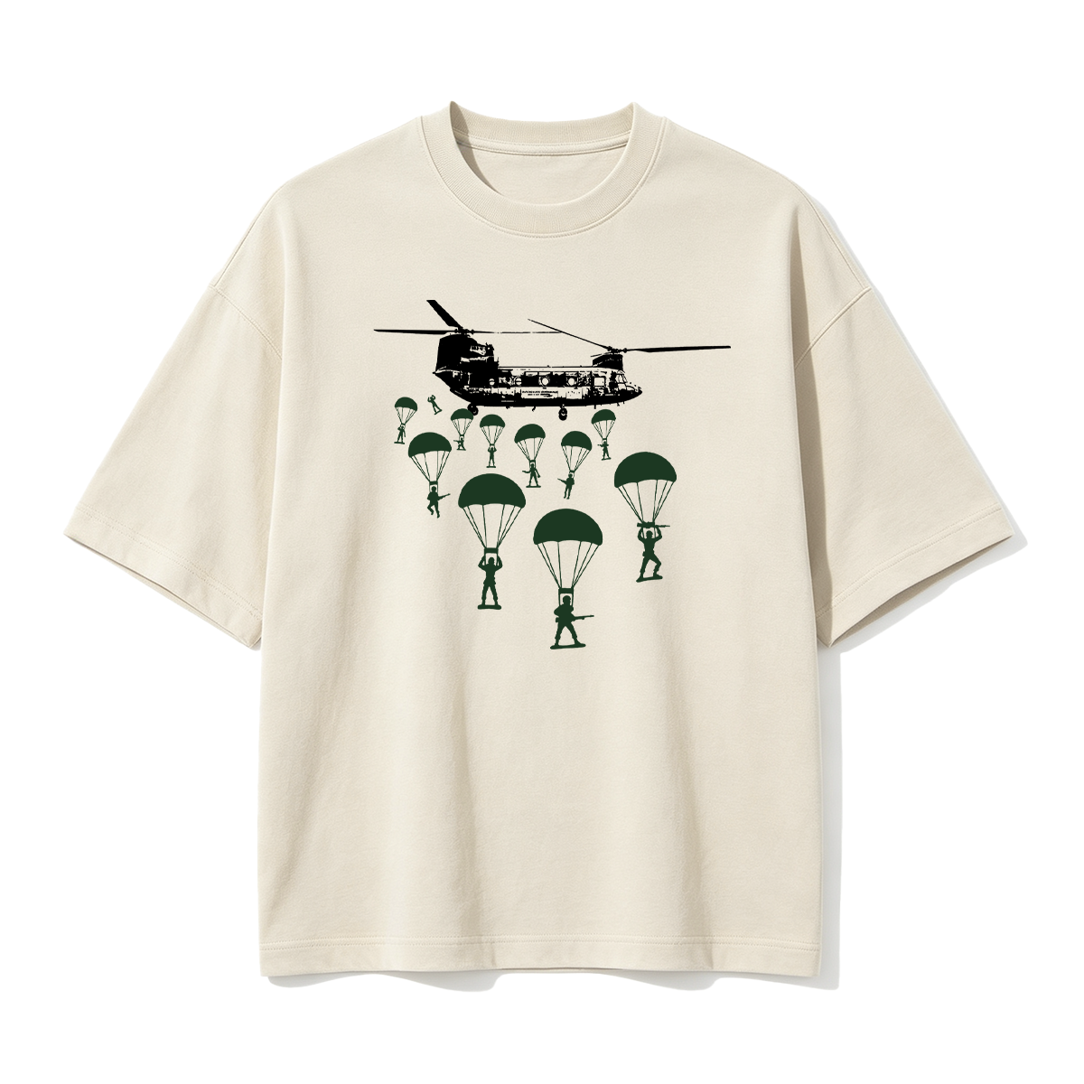 Paratroopers With Chinook Helicopter Oversized T-shirt